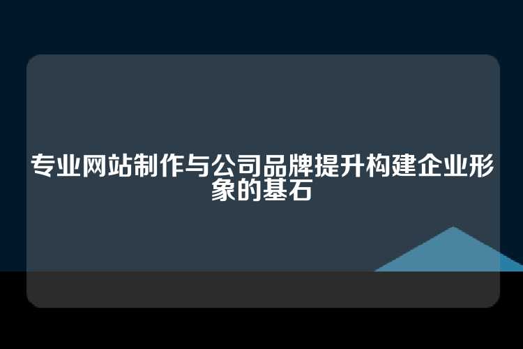专业网站制作与公司品牌提升构建企业形象的基石