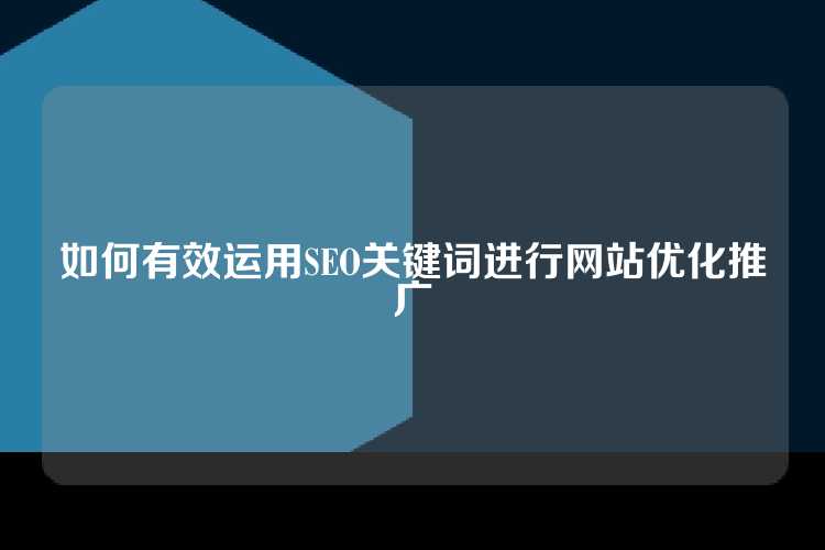 如何有效运用SEO关键词进行网站优化推广