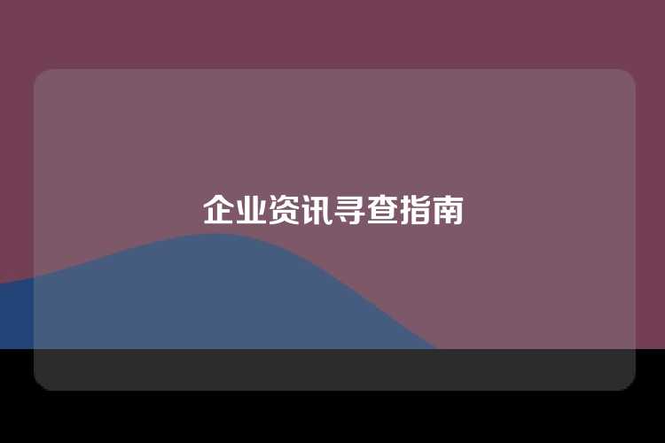 企业资讯寻查指南