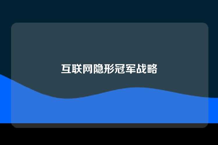 互联网隐形冠军战略