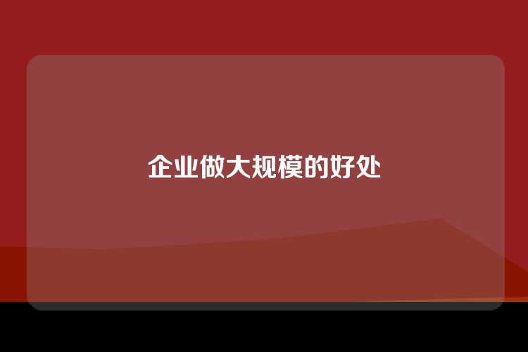 企业做大规模的好处