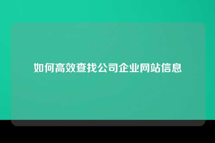 如何高效查找公司企业网站信息