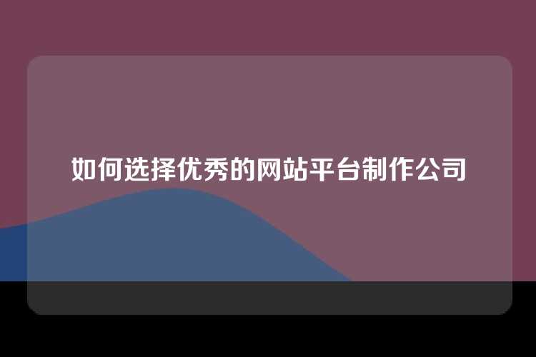 如何选择优秀的网站平台制作公司