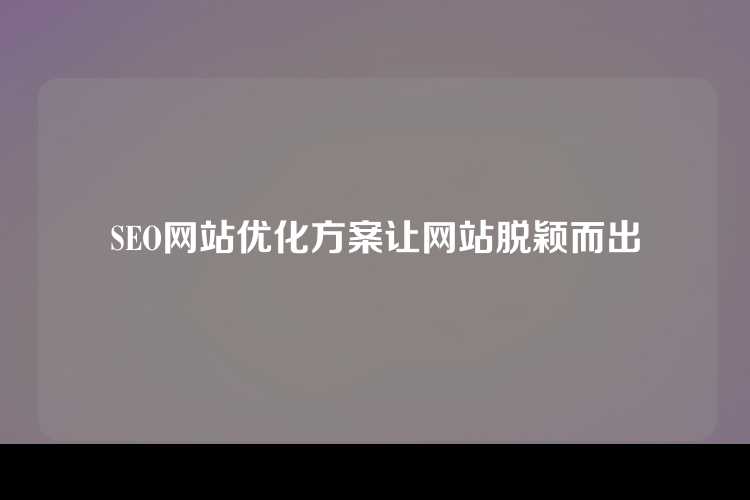 SEO网站优化方案让网站脱颖而出