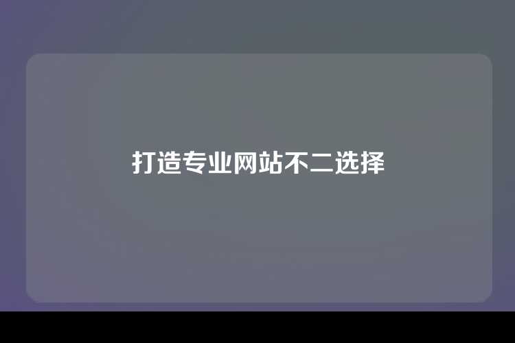 打造专业网站不二选择