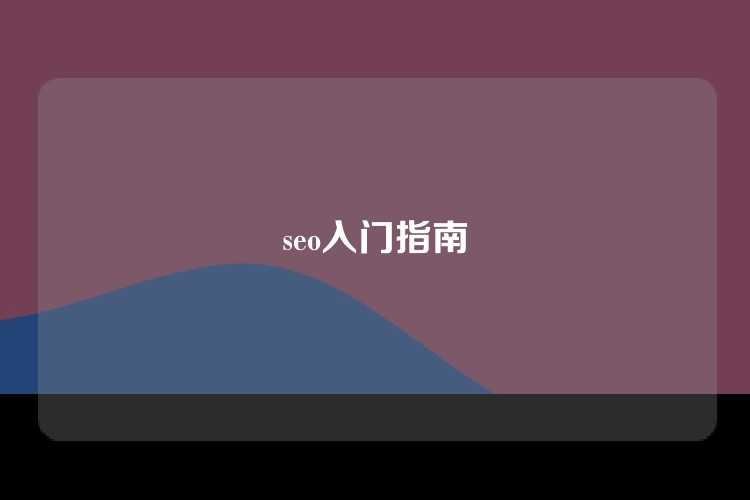 seo入门指南
