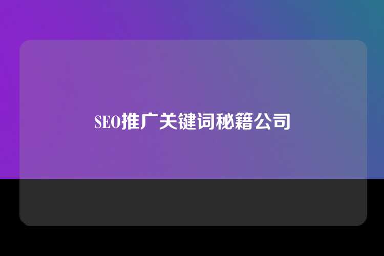 SEO推广关键词秘籍公司