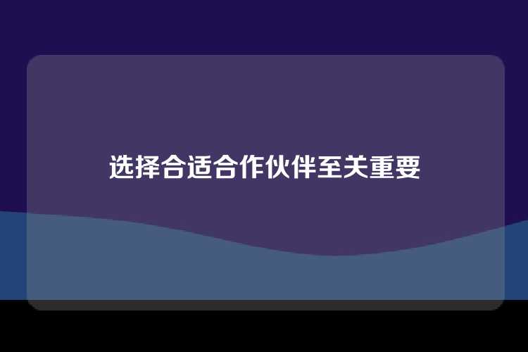 选择合适合作伙伴至关重要