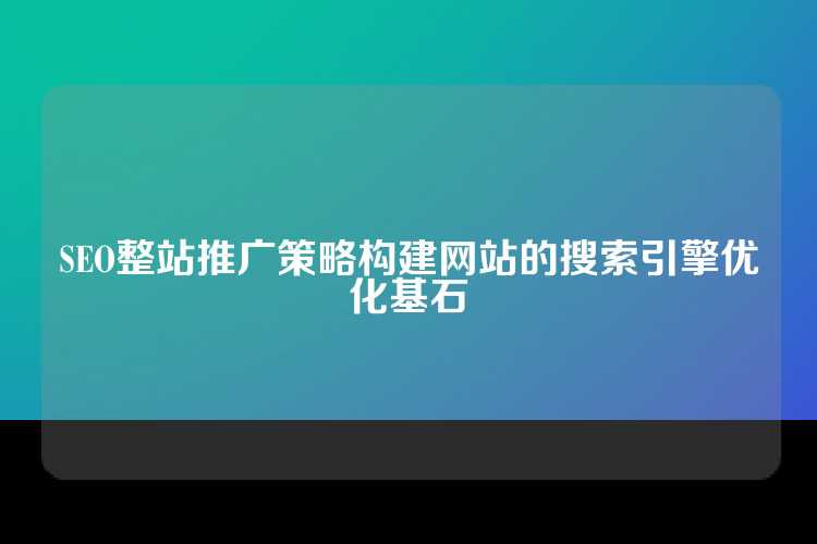 SEO整站推广策略构建网站的搜索引擎优化基石