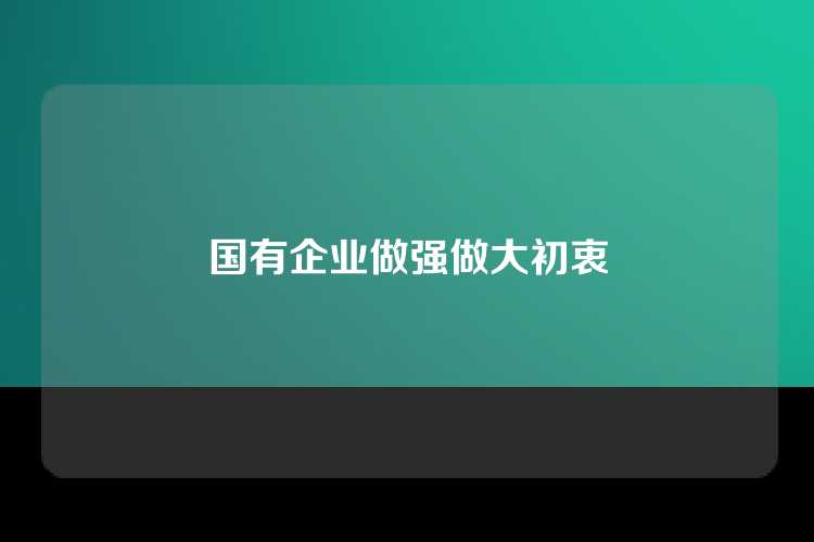 国有企业做强做大初衷