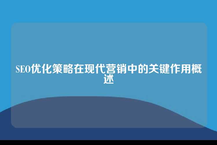 SEO优化策略在现代营销中的关键作用概述