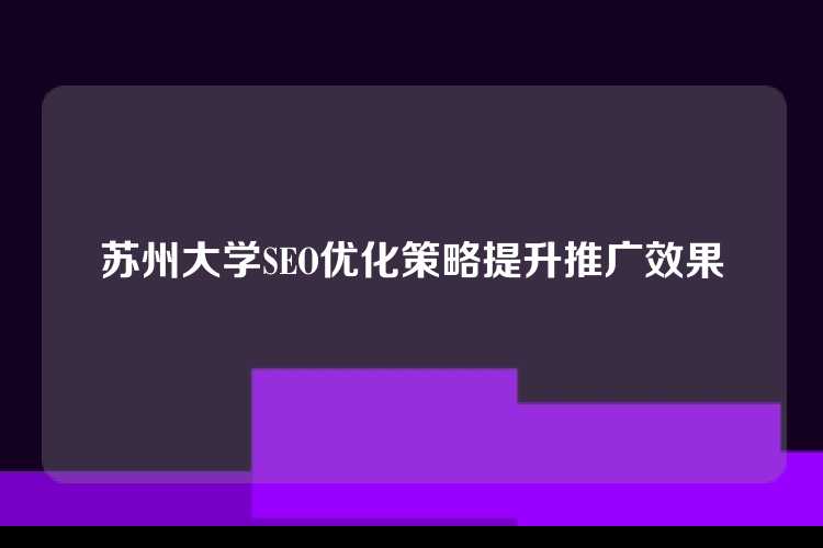 苏州大学SEO优化策略提升推广效果