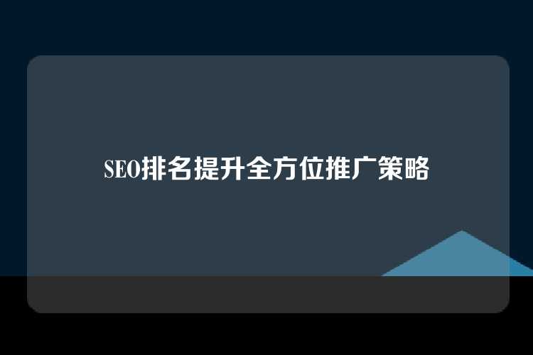 SEO排名提升全方位推广策略