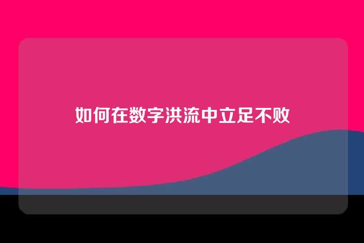 如何在数字洪流中立足不败