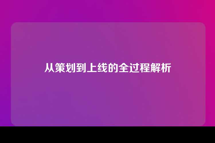 从策划到上线的全过程解析