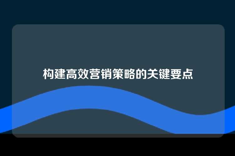 构建高效营销策略的关键要点
