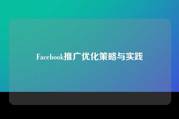 Facebook推广优化策略与实践