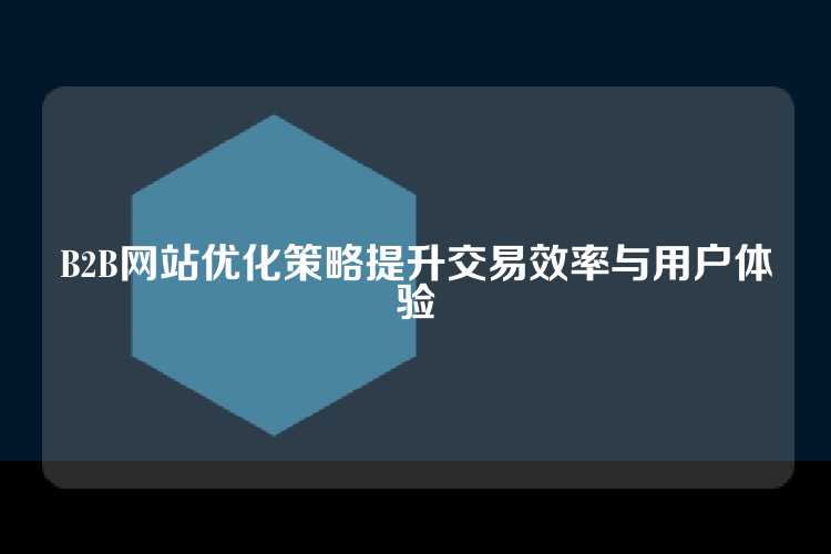 B2B网站优化策略提升交易效率与用户体验