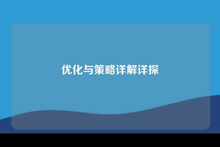优化与策略详解详探