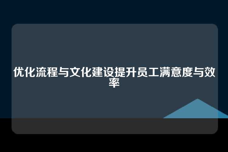 优化流程与文化建设提升员工满意度与效率