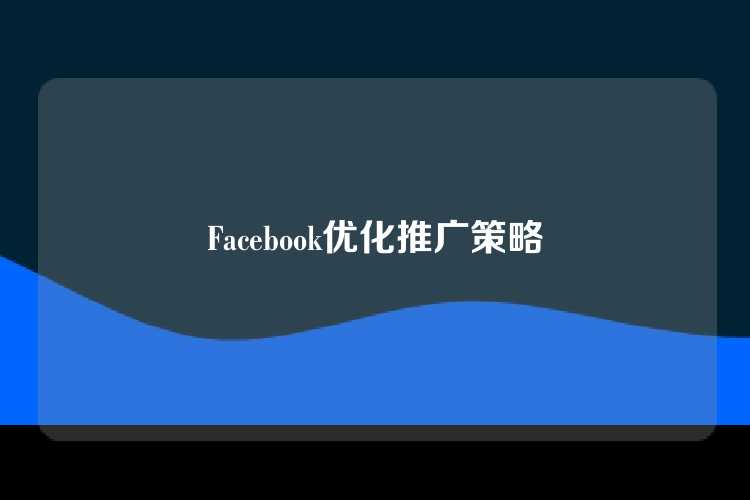 Facebook优化推广策略
