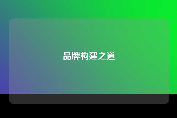 品牌构建之道