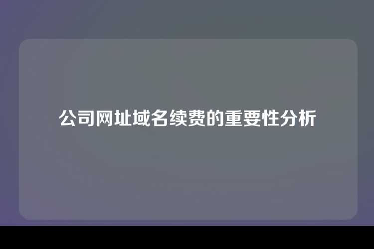 公司网址域名续费的重要性分析