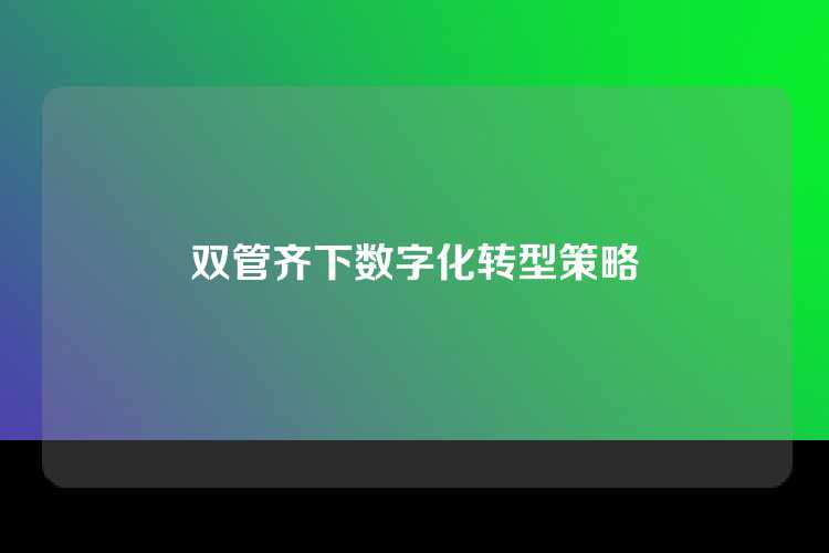 双管齐下数字化转型策略