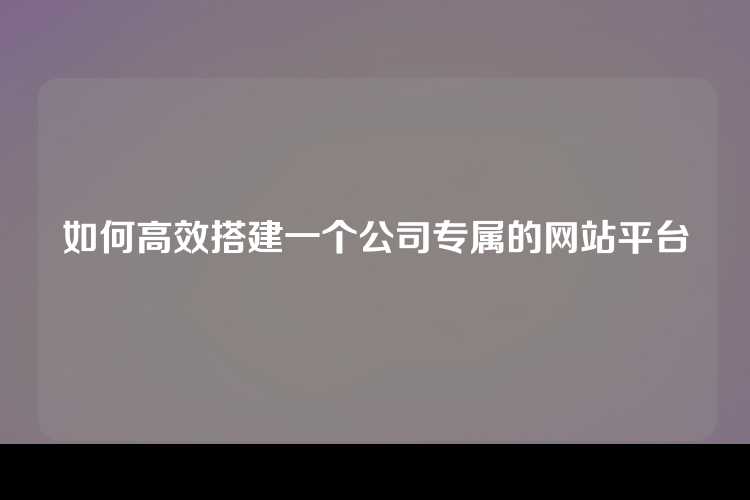 如何高效搭建一个公司专属的网站平台