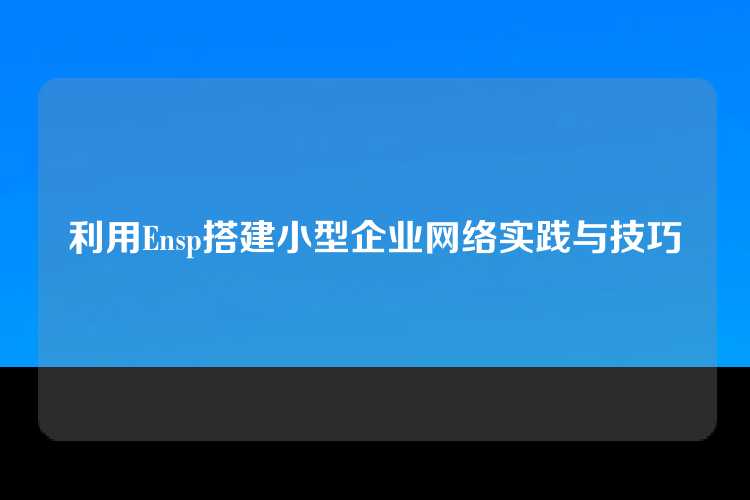 利用Ensp搭建小型企业网络实践与技巧