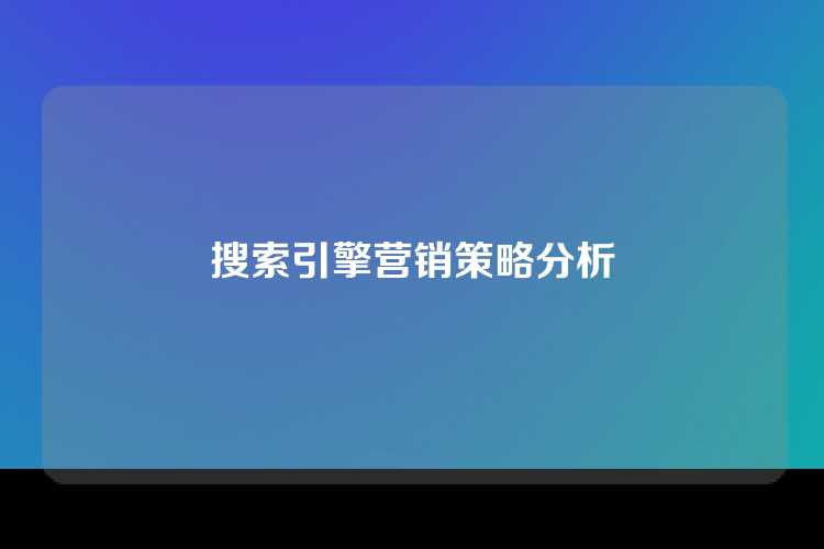 搜索引擎营销策略分析