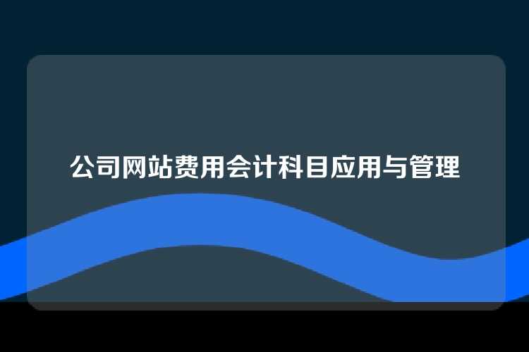 公司网站费用会计科目应用与管理