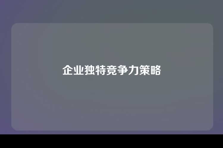 企业独特竞争力策略