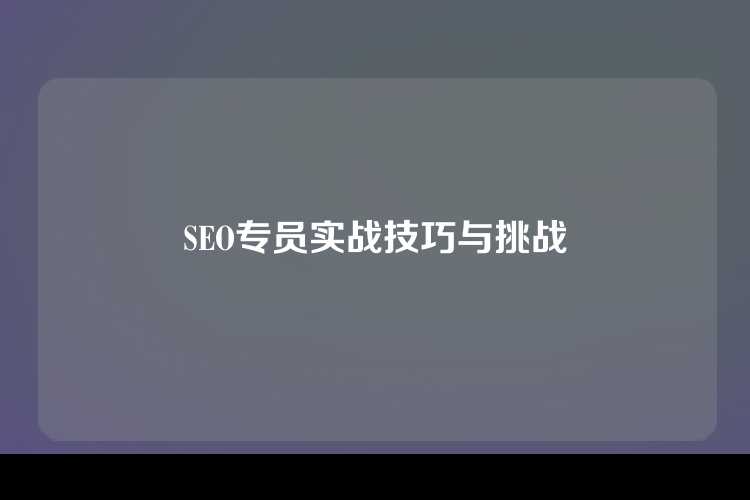 SEO专员实战技巧与挑战
