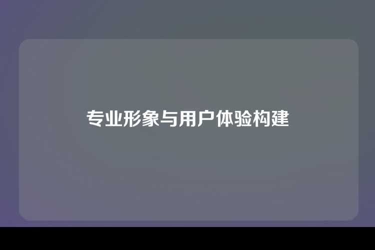 专业形象与用户体验构建