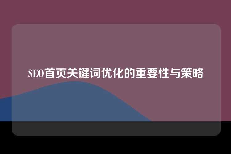 SEO首页关键词优化的重要性与策略