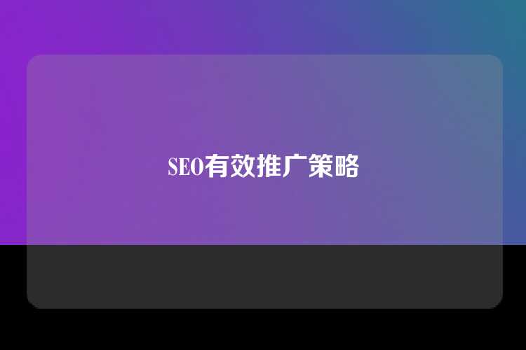 SEO有效推广策略