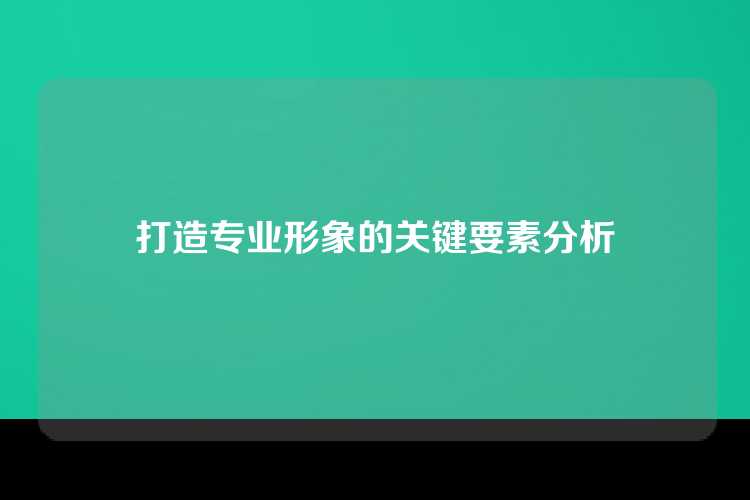打造专业形象的关键要素分析