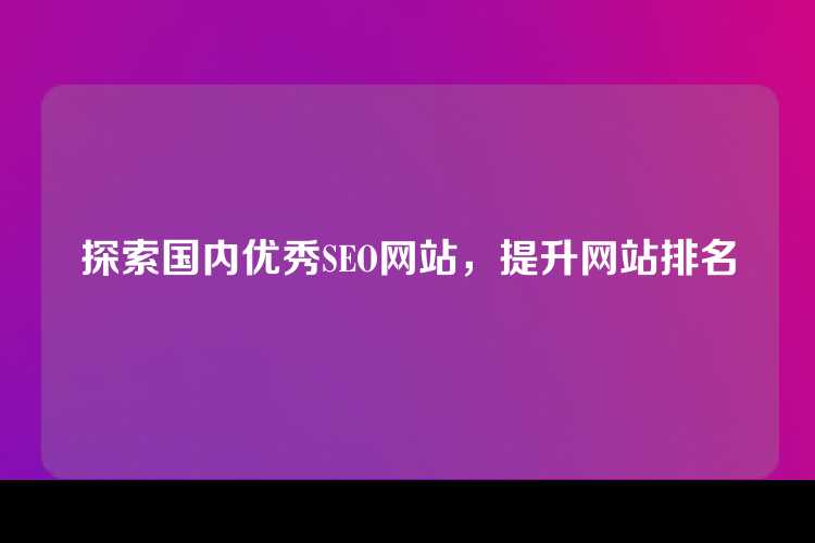 探索国内优秀SEO网站，提升网站排名