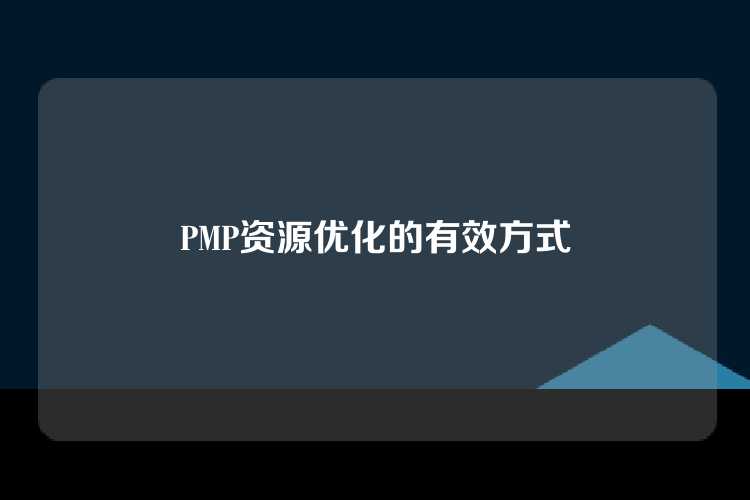 PMP资源优化的有效方式