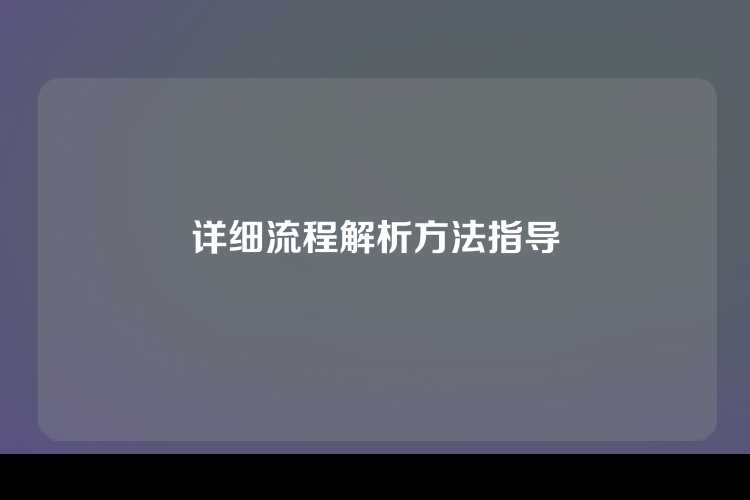 详细流程解析方法指导