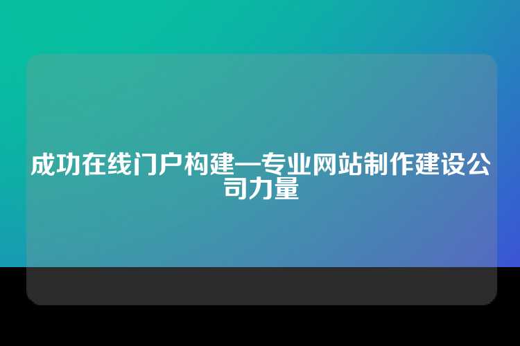 成功在线门户构建—专业网站制作建设公司力量