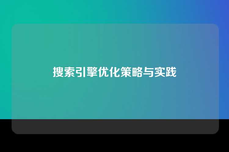 搜索引擎优化策略与实践