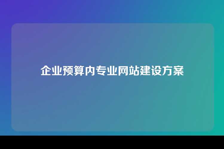 企业预算内专业网站建设方案