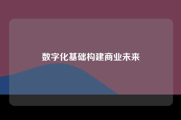 数字化基础构建商业未来