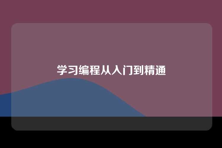 学习编程从入门到精通