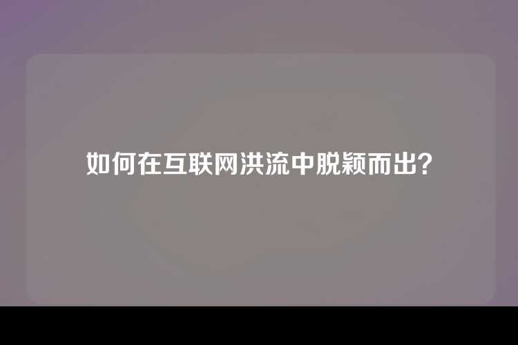 如何在互联网洪流中脱颖而出？