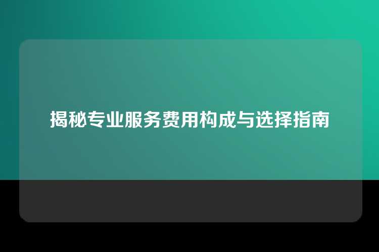 揭秘专业服务费用构成与选择指南