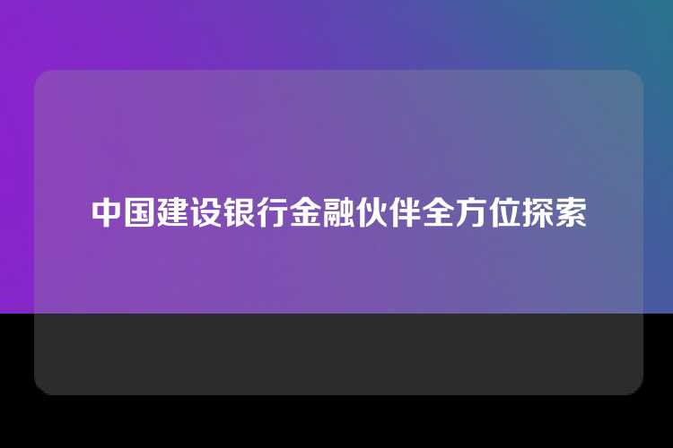中国建设银行金融伙伴全方位探索
