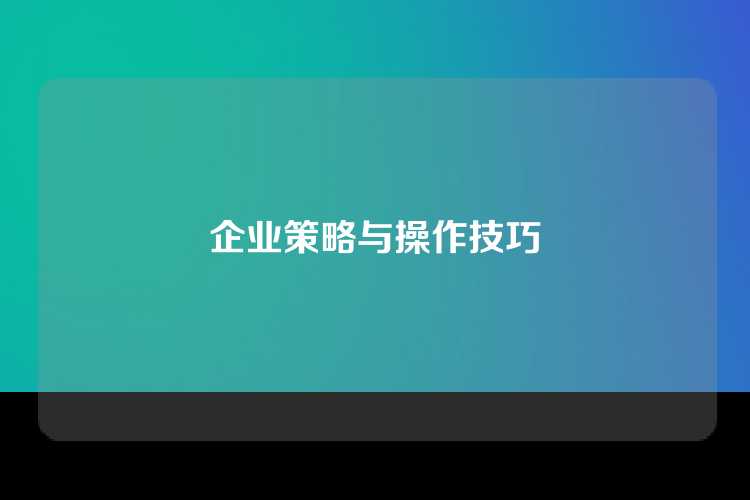 企业策略与操作技巧